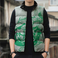 Personalized Louisiana Horse Racing Derby Sleeveless Puffer Jacket Magnolia Blossom Horseshoe Pastel Green