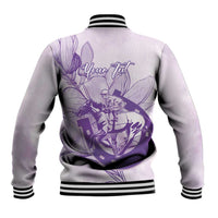 Personalized Louisiana Horse Racing Derby Baseball Jacket Magnolia Blossom Horseshoe Pastel Purple
