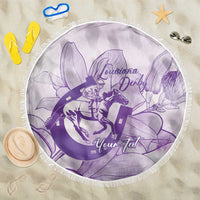 Personalized Louisiana Horse Racing Derby Beach Blanket Magnolia Blossom Horseshoe Pastel Purple