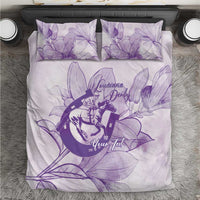 Personalized Louisiana Horse Racing Derby Bedding Set Magnolia Blossom Horseshoe Pastel Purple