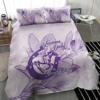 Personalized Louisiana Horse Racing Derby Bedding Set Magnolia Blossom Horseshoe Pastel Purple