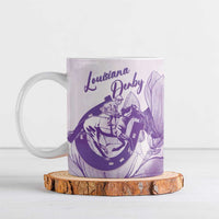 Personalized Louisiana Horse Racing Derby Ceramic Mug Magnolia Blossom Horseshoe Pastel Purple