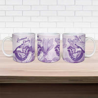Personalized Louisiana Horse Racing Derby Ceramic Mug Magnolia Blossom Horseshoe Pastel Purple