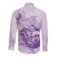 Personalized Louisiana Horse Racing Derby Long Sleeve Button Shirt Magnolia Blossom Horseshoe Pastel Purple