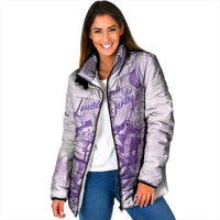 Personalized Louisiana Horse Racing Derby Padded Jacket Magnolia Blossom Horseshoe Pastel Purple