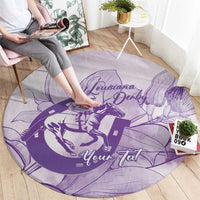 Personalized Louisiana Horse Racing Derby Round Carpet Magnolia Blossom Horseshoe Pastel Purple