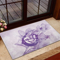 Personalized Louisiana Horse Racing Derby Rubber Doormat Magnolia Blossom Horseshoe Pastel Purple