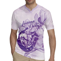 Personalized Louisiana Horse Racing Derby Rugby Jersey Magnolia Blossom Horseshoe Pastel Purple