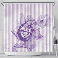 Personalized Louisiana Horse Racing Derby Shower Curtain Magnolia Blossom Horseshoe Pastel Purple