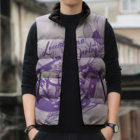 Personalized Louisiana Horse Racing Derby Sleeveless Puffer Jacket Magnolia Blossom Horseshoe Pastel Purple