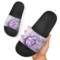Personalized Louisiana Horse Racing Derby Slide Sandals Magnolia Blossom Horseshoe Pastel Purple