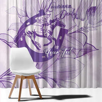 Personalized Louisiana Horse Racing Derby Window Curtain Magnolia Blossom Horseshoe Pastel Purple