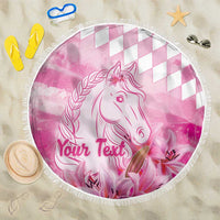Kentucky Horse Racing Oaks Personalized Beach Blanket Filly Lily Flowers Pink Out