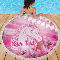 Kentucky Horse Racing Oaks Personalized Beach Blanket Filly Lily Flowers Pink Out