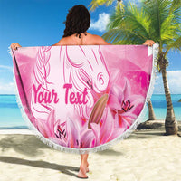 Kentucky Horse Racing Oaks Personalized Beach Blanket Filly Lily Flowers Pink Out