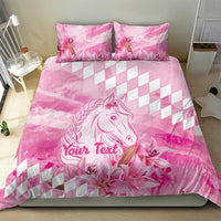 Kentucky Horse Racing Oaks Personalized Bedding Set Filly Lily Flowers Pink Out