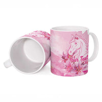 Kentucky Horse Racing Oaks Personalized Ceramic Mug Filly Lily Flowers Pink Out