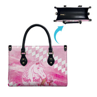 Kentucky Horse Racing Oaks Personalized Leather Bag Filly Lily Flowers Pink Out