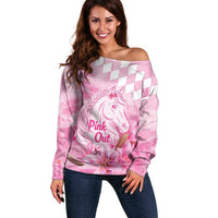 Kentucky Horse Racing Oaks Personalized Off Shoulder Sweater Filly Lily Flowers Pink Out