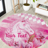 Kentucky Horse Racing Oaks Personalized Round Carpet Filly Lily Flowers Pink Out