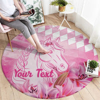 Kentucky Horse Racing Oaks Personalized Round Carpet Filly Lily Flowers Pink Out