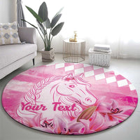 Kentucky Horse Racing Oaks Personalized Round Carpet Filly Lily Flowers Pink Out