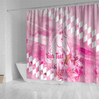Kentucky Horse Racing Oaks Personalized Shower Curtain Filly Lily Flowers Pink Out