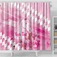 Kentucky Horse Racing Oaks Personalized Shower Curtain Filly Lily Flowers Pink Out