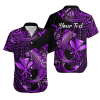 Personalised Matching Outfits For Couples Hawaii Hammerhead Shark Combo Dress And Hawaiian Shirt Polynesian Kakau With Kanaka Purple - Wonder Print Shop