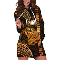 Polynesian Pride Hawaiian Islands Hoodie Dress Lani Map Gold Kanaka With Kakau - Wonder Print Shop