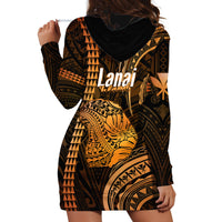 Polynesian Pride Hawaiian Islands Hoodie Dress Lani Map Gold Kanaka With Kakau - Wonder Print Shop
