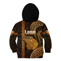 Polynesian Pride Hawaiian Islands Kid Hoodie Lani Map Gold Kanaka With Kakau - Wonder Print Shop