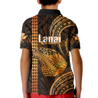 Polynesian Pride Hawaiian Islands Polo Shirt for Kid Lani Map Gold Kanaka With Kakau - Wonder Print Shop