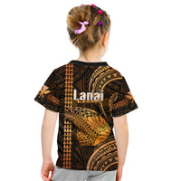 Polynesian Pride Hawaiian Islands Kid T Shirt Lani Map Gold Kanaka With Kakau - Wonder Print Shop