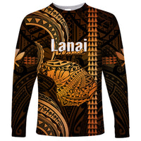 Polynesian Pride Hawaiian Islands Long Sleeve Shirt Lani Map Gold Kanaka With Kakau - Wonder Print Shop