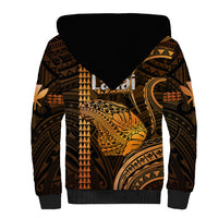 Polynesian Pride Hawaiian Islands Sherpa Hoodie Lani Map Gold Kanaka With Kakau - Wonder Print Shop