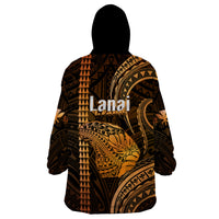 Polynesian Pride Hawaiian Islands Wearable Blanket Hoodie Lani Map Gold Kanaka With Kakau - Wonder Print Shop