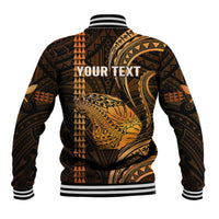 Personalised Hawaiian Islands Baseball Jacket Lani Map Gold Kanaka With Kakau - Wonder Print Shop