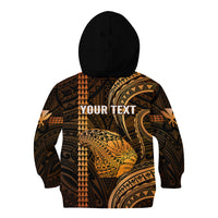 Personalised Hawaiian Islands Kid Hoodie Lani Map Gold Kanaka With Kakau - Wonder Print Shop