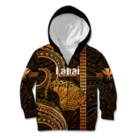 Personalised Hawaiian Islands Kid Hoodie Lani Map Gold Kanaka With Kakau - Wonder Print Shop