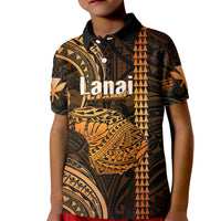 Custom Hawaiian Islands Polo Shirt for Kid Lani Map Gold Kanaka With Kakau - Wonder Print Shop