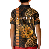 Custom Hawaiian Islands Polo Shirt for Kid Lani Map Gold Kanaka With Kakau - Wonder Print Shop