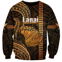 Personalised Hawaiian Islands Sweatshirt Lani Map Gold Kanaka With Kakau - Wonder Print Shop