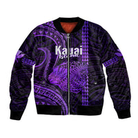 Polynesian Pride Hawaiian Islands Bomber Jacket Kauai Map Purple Kanaka With Kakau - Wonder Print Shop