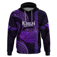 Polynesian Pride Hawaiian Islands Hoodie Kauai Map Purple Kanaka With Kakau - Wonder Print Shop