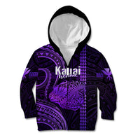 Polynesian Pride Hawaiian Islands Kid Hoodie Kauai Map Purple Kanaka With Kakau - Wonder Print Shop