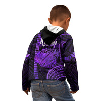 Polynesian Pride Hawaiian Islands Kid Hoodie Kauai Map Purple Kanaka With Kakau - Wonder Print Shop