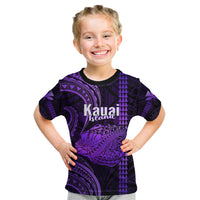 Polynesian Pride Hawaiian Islands Kid T Shirt Kauai Map Purple Kanaka With Kakau - Wonder Print Shop