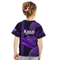 Polynesian Pride Hawaiian Islands Kid T Shirt Kauai Map Purple Kanaka With Kakau - Wonder Print Shop