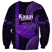 Polynesian Pride Hawaiian Islands Sweatshirt Kauai Map Purple Kanaka With Kakau - Wonder Print Shop